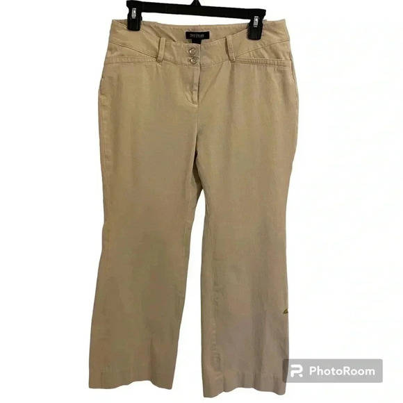 White House Black Market Beige Boot‎ Leg Pants Women Size 10S - Picture 2 of 6